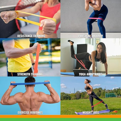 Resistance Bands Set, 6-Level Multi-Colored Exercise Bands for Home & Gym Workouts, Full Body, Leg & Glute Training