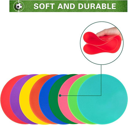 Spot Markers 9 Inch 10 Inch Non Slip Rubber Floor Markers Flat Field Cones Poly Dots for Soccer Basketball Sports Speed Agility Training and Drills