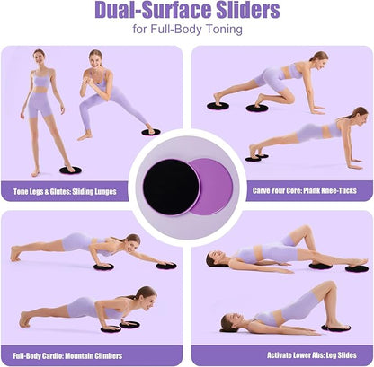 Pilates Kit for Women, 14.5 in. Pilates Ring with Sliding Discs & Leopard Band, Complete Home Pilates Kit for Beginners, Versatile Pilates Equipment for Strength and Flexibility