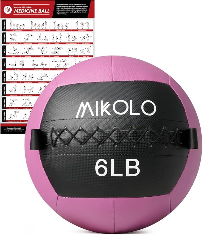 Mikolo Medicine Ball, Wall Ball,Soft Medicine Ball Set,Slam Ball for Core Training, Strength Workouts -Multi-Weight 10lbs 20lbs Exercise Balls for Home Gym, Functional Fitness (10/15/20/25LB)