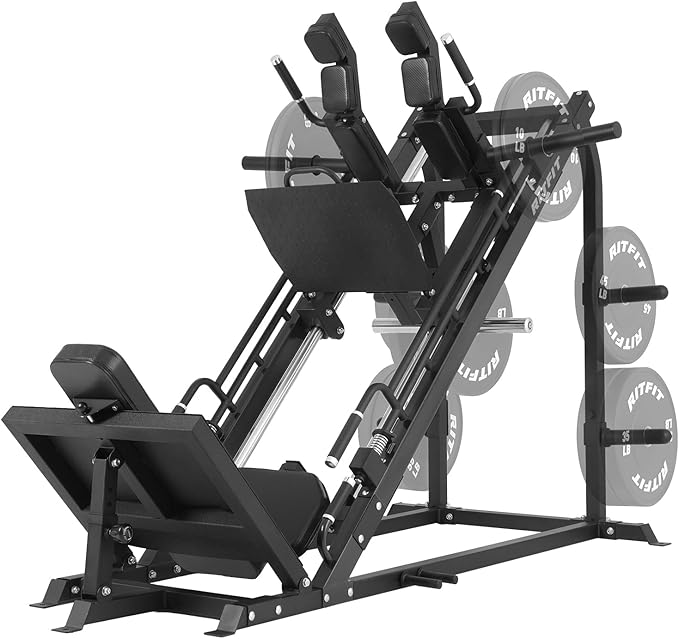 RitFit 3-in-1 Leg Press Hack Squat Machine for Home Gym, 1500LB Capacity, Compact Space-Saving Design with Multiple Hack Squat & Leg Press Angles