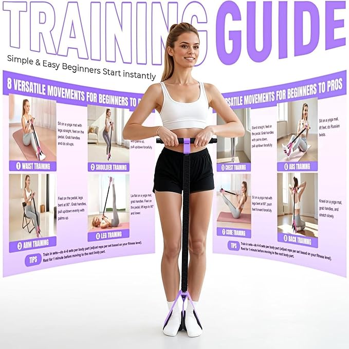 Upgraded Pedal Resistance Bands with Handles, Thickened Latex Tubes and Soft Foam Fabric Foot Pedal for Abdomen, Waist, Arm, Core/ABS, Leg Workout,Sit Up Exercise Equipment for Women