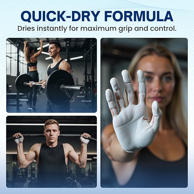 Liquid Chalk for Gym, Weightlifting – Fast Drying Gym Chalk Liquid, Lasting Grip Formula – Mess Free, Dust-Free, Skin-Safe Liquid Climbing Chalk for Pull Ups, Gymnastic & Training