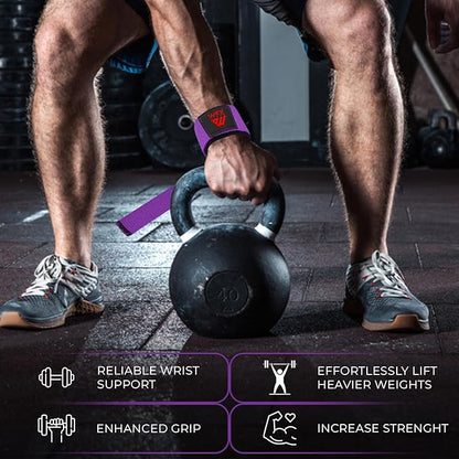 Weight Lifting Straps Wrist Support Padded Neoprene Gym Cross Training Hand Bar Weightlifting Straps Fitness Bodybuilding Power Exercise Grips Deadlift Men Women