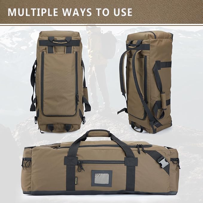 105l Large Duffel Bag For Travel, Gym & Sports - Water Repellent Polyester, Hidden Straps, Shoe Compartment - Perfect Luggage Duffle Bag Or Backpack For Men & Women