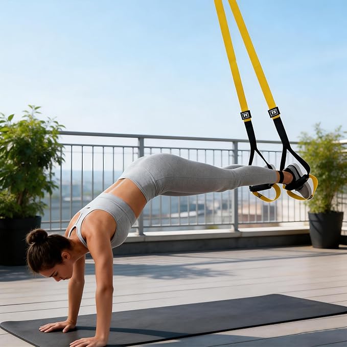 Home Suspension Training Kit, Bodyweight Resistance Straps for Full-Body Workout, Portable Gym Equipment with Handles, 2 Packs Resistance Loop Exercise Bands, for All Fitness Levels Suspension Trainer