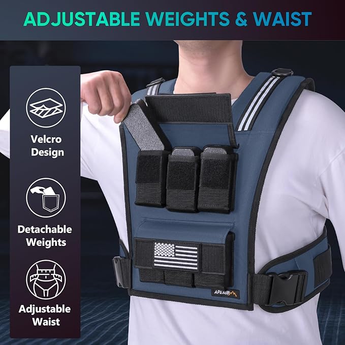 APEXUP Adjustable Weighted Vest Men 20lbs/30lbs/40lbs Weights with Reflective Stripe, Weight Vest Woman Workout Vest for Strength Training Running Walking