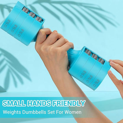 Sportneer Adjustable Dumbbells Hand Weights Set: 5 lb Dumbbell Set of 2 Each 2lb 3lb 4lb 5lb Free Weights Fast Adjust Weight 4 In 1 Weights Dumbbells Set for Women Men Home Gym Exercise Training