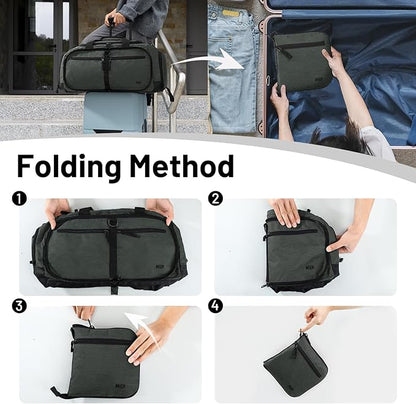 MIER Foldable Duffle Bag with Shoe Compartment 50L Travel Duffel Bags for Men Women Packable Overnight Bag for Camping Gym Weekender, Green Gray