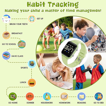 Kids Digital Watches for Boys Girls, Sports Watch with Fitness Tracker, Pedometer, Alarm Clocks, Stopwatch, No App Needed Waterproof Kids Watch, Gift for Teens Student Girls Boys Ages 5-14