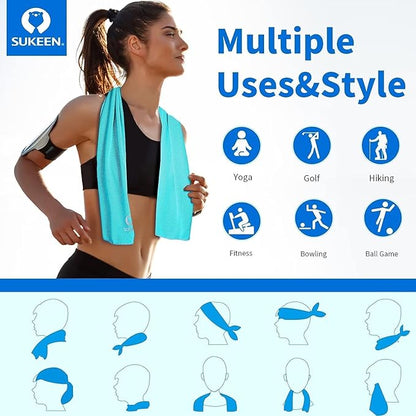 Sukeen Cooling Towel (40"x12"), Soft Breathable Cooling Towels for Neck and Face, Chilly Sweat Towel, Neck Cooling Wraps for Gym, Yoga, Sports, Camping, Hiking
