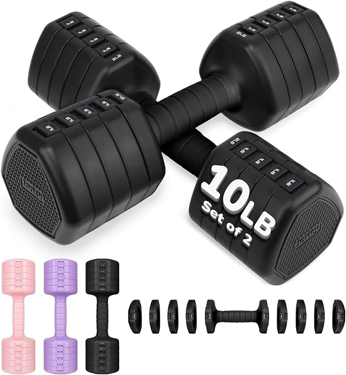 10LBS 20LBS 30LBS Dumbbells Adjustable Dumbbell Set of 2, Hand Weights for Women Men Free Weight Dumbbells Sets for Home Gym & Outdoor Exercise Workout Strength Training Equipments