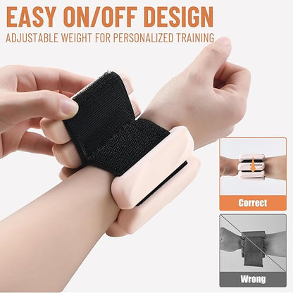 Wrist & Ankle Weights for Women and Men, 2lbs/4lbs Pairs Adjustable Silicone Weighted Bangles for Arm & Leg Workouts, Perfect for Pilates, Barre, Yoga, Walking & Home Fitness 24055