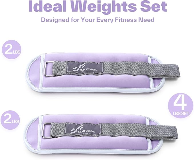 Sportneer Ankle Weights Wrist Weights Pair of 1/2/4/6/10 LBS for Men Women Kids Strength Training Wrist and Ankle Weights Set with Reflective Strips for Dancing Running Walking Fitness Workout Gym