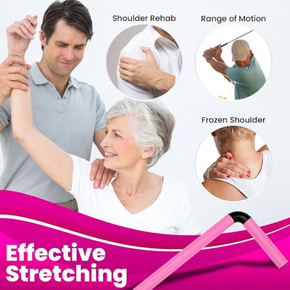 RangeMaster ShoulderWand Therapy Stretching Tool│Collapsible Stretching Bar│Physical Therapy Tool for Recovery and Increasing Motion (Pink)