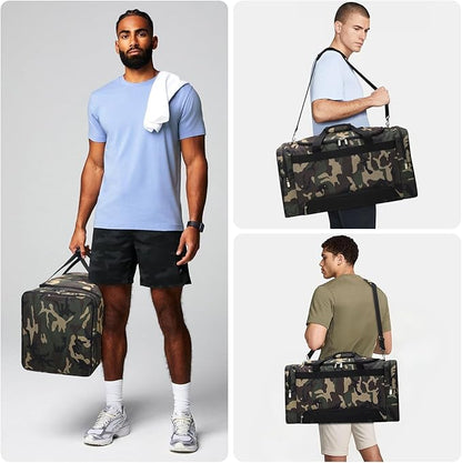 24 inch Gym Duffle Bag with Shoe Compartment - 55L Mens Gym Bag for Sport Travel Workout-Camo