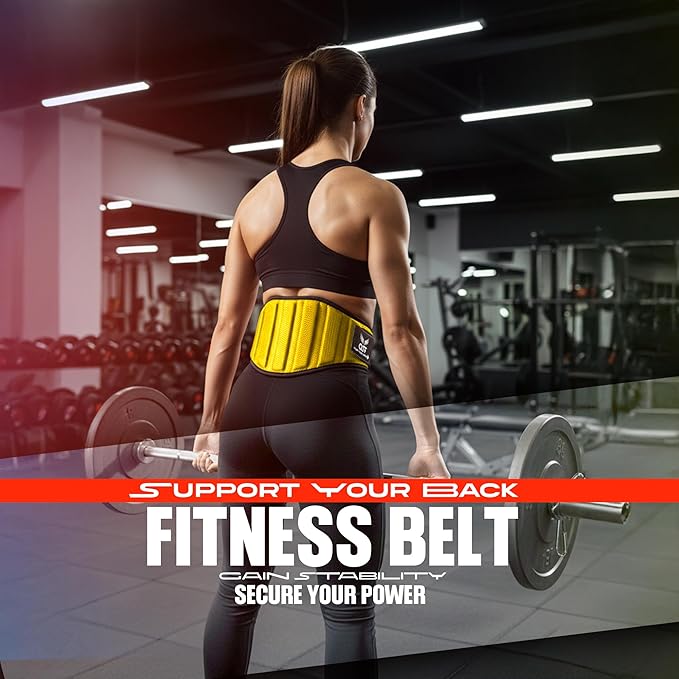 QTF Fitness Neoprene Weight Lifting Belt - Adjustable 6" Gym Support for Stability & Lumbar Support - Sweat Resistant Weightlifting Belt for Men & Women for Squats, Deadlifts & Bench Presses