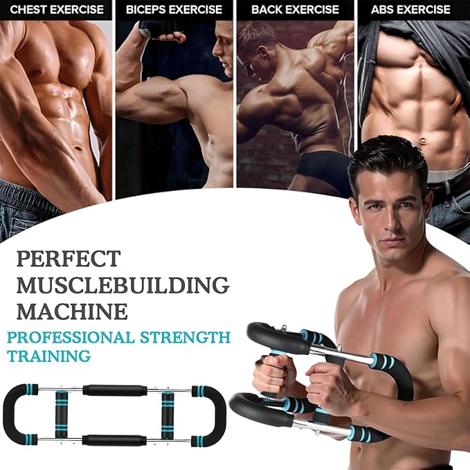 Twister Arm Trainer Adjustable 66–110 lbs – Arm & Chest Trainer for Men & Women, Chest Workout Equipment with Bonus Light Hand Grip Trainer & Pads, Power Twister Chest Expander for Home Gym