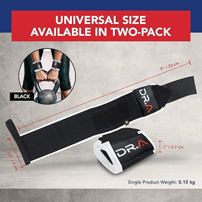 Dr. Arthritis Weight Lifting Wrist Wraps with Thumb Loop, Heavy-Duty Wrist Straps for Weightlifting, Hybrid Training, Olympic Lifts & Calisthenics, Non-Slip Gym Wraps for Men & Women (Black&White)
