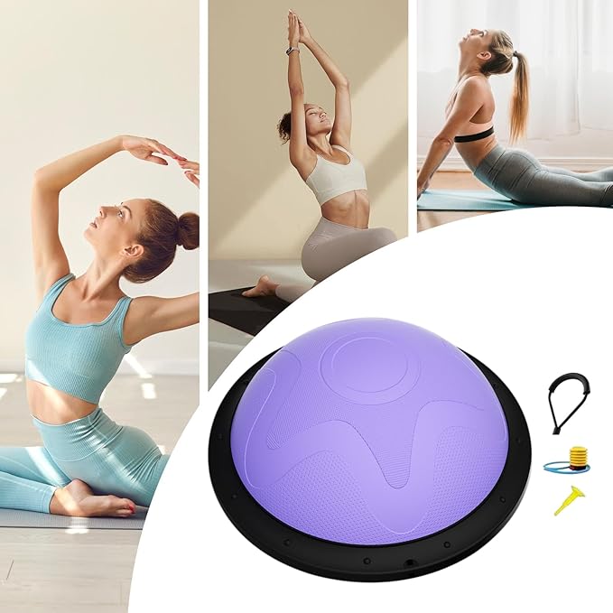Half Exercise Ball Trainer, With Full Body Engagement, 46x19cm, Balance Training Ball, Half Core Exercise Equipment, Anti-Burst Material, For Men Women Family Home Yoga Studio Gym Workout