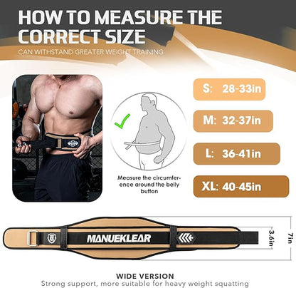 Weight Lifting Belt, Lifting Belts for Women Men,MANUEKLEAR Weightlifting Belt Quick Locking Back Support for Bodybuilding, Fitness, Powerlifting, Cross Training, Squats, Workout, Exercise