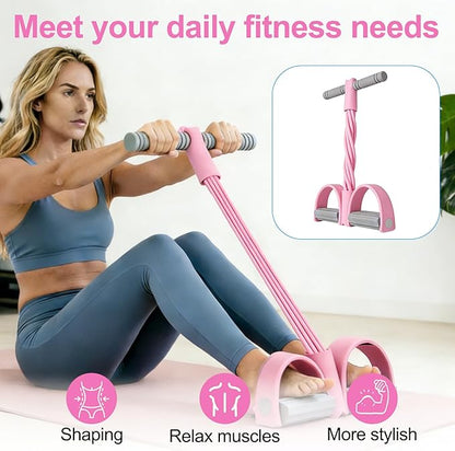8-Tube Pedal Resistance Band with Handles, Multifunction Foot Pedal Tension Rope Fitness Equipment, Natural Rubber Exercise Puller for Abs, Arms, Waist & Leg Training