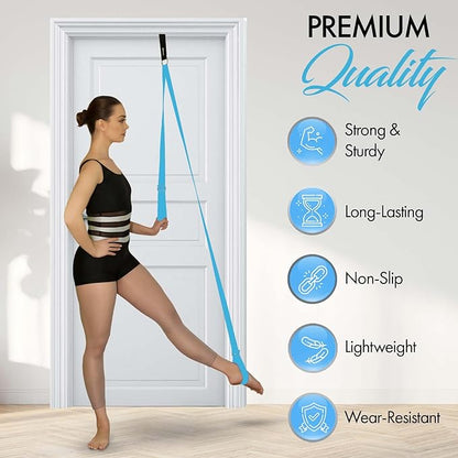 Stretching Strap With Door Anchor - Stretching Equipment to Improve Legs Flexibility - Splits Trainer For Home Ideal In Ballet, Dance, Cheerleading, Taekwondo, Yoga, Pole Dancing & Gymnastics