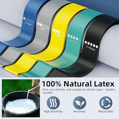 Resistance Loop Exercise Bands for Home Fitness, Yoga Pilates, Stretching, Strength Training, and Physical Therapy - Elastic Bands Set Workout Bands for Women&Men (5pcs Set)