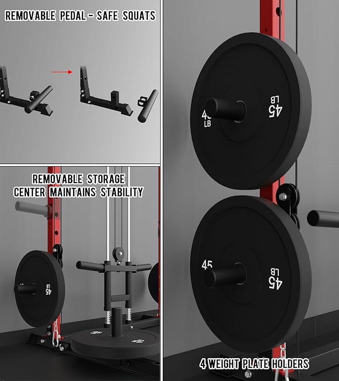 Eonfit E2 Power Cage，1500LB Squat Rack with Cable Crossover System.Multi-Function Power Rack for Home Gum.All-in-One Squat Rack with More Training Attachments
