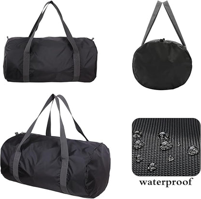 Travel Bag Foldable,Portable Lightweight Gym Bag,Sports Duffel Bags for Women&Men - for Camp, Fitness, and Short tours, shopping (Black, L)
