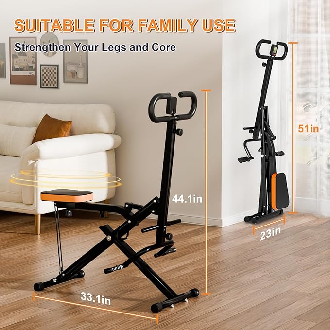 Squat Machine for Home, Squat Assist Trainer with Adjustable Resistance, Foldable Rowing Machine, LCD Display, Exercise Trainer with 265LBS Capacity for Glutes Legs Workout