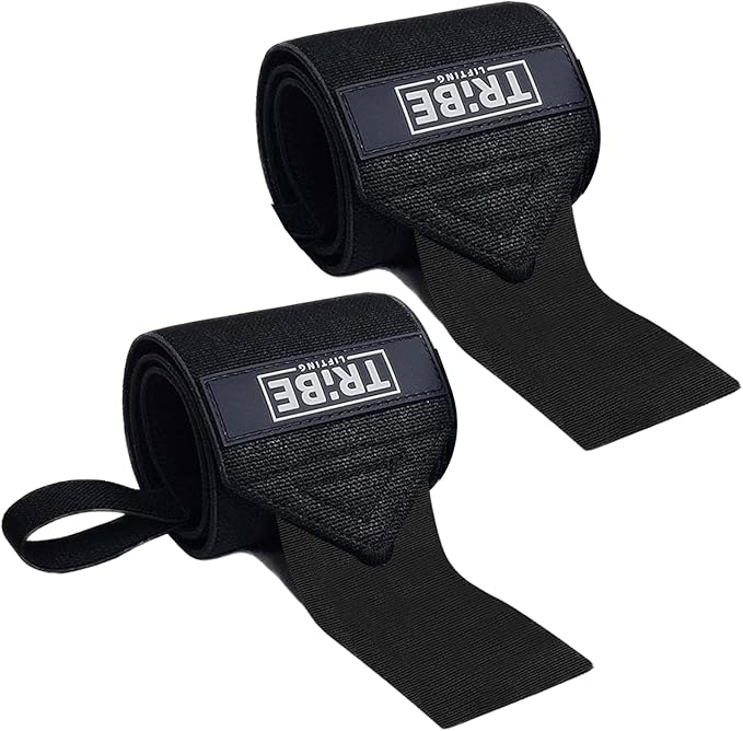 Tribe Lifting Heavy Duty Wrist Wraps & Lifting Straps for Weightlifting - Wrist Straps for Weightlifting Men with Silicone Grip & Padding - Gym Wrist Wraps and Lifting Straps