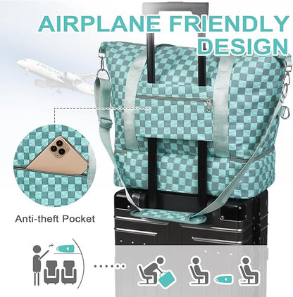 WOOMADA Weekender Bag for Women, Travel Duffel Bags with Shoe Compartment & Wet Pocket, Personal Item Bag for Airlines