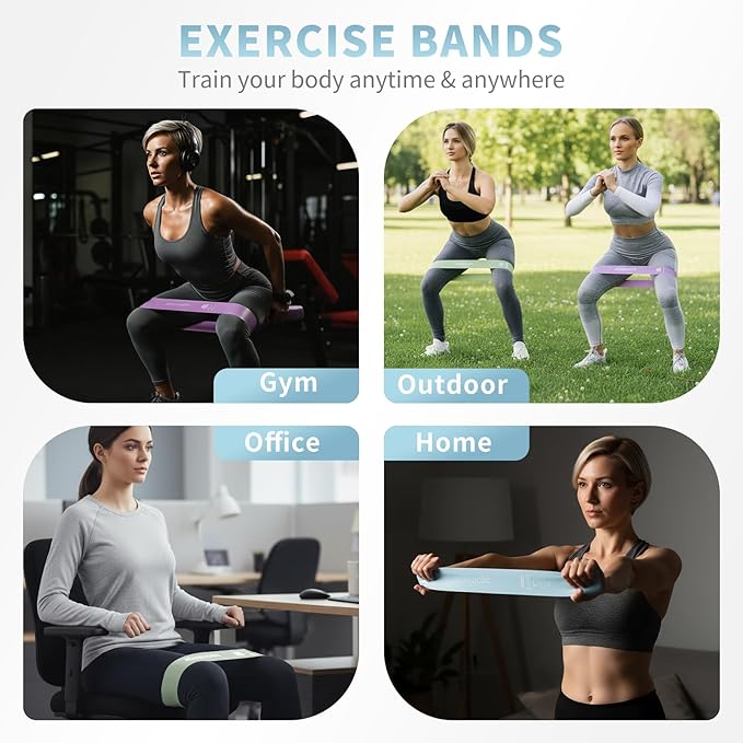 Latex Free Hypoallergenic Silicone Resistance Loop Bands - Non-Slip Glute Booty Elastic Bands for Women, Multiple Packs & Resistance Levels for Home Gym Yoga Pilates Workout & Stretching