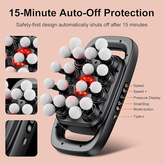 Deep Tissue Massager Gun for Back, Shoulder and Neck Pain Relief, Powerful Shoulders, Back Massager, Legs, Foot Massager & Full Body Muscle Recovery with 20 Massage Heads, 3 Modes & 30 Speed