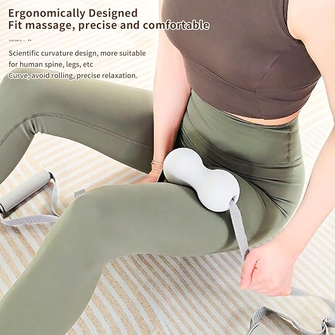 Fitness Peanut Massage Ball,Silicone Material,with Pull Rope,Fascia Ball,Double Lacrosse Massage Ball,Deep Tissue Massage Tool,Myofascial Release,Muscle Relaxation, Acupoint Massage(Grey)