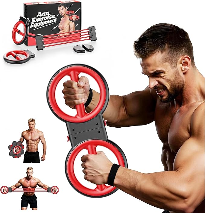ADISTAR 3-IN-1 Multifunctional Rotator Burn Machine - 360° Spinning Arm Workout, Dumbbell & Adjustable Chest Expander, Forearm Exercise Equipment, Portable Home Gym with Resistance Band & Weight Stack