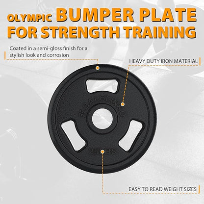 Balelinko Cast Iron 2-Inch Olympic Grip Plate Weight Plate for Strength Training, Weightlifting and Crossfit