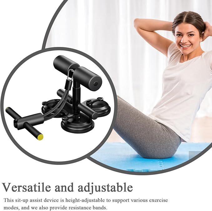 Sit-Up Device, Adjustable Height Suction Cup Abs Exercise Trainer, 325KG Multifunctional Core Training Equipment for Home, Office, and Gym Workouts, Comfortable Training Supplies