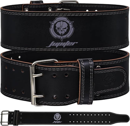 Weight lifting Belt (6mm Thick) - Genuine leather, offering back support. Double-pronged buckle, ideal for weightlifting, powerlifting, squats and deadlifts