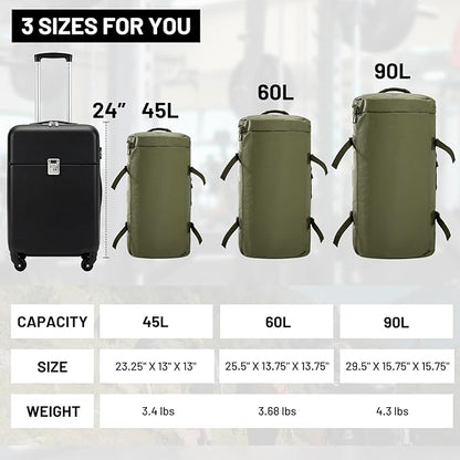 MIER Large Duffel Backpack Sports Gym Bag with Shoe Compartment, Heavy Duty and Water Resistant, Dark Green, 90L