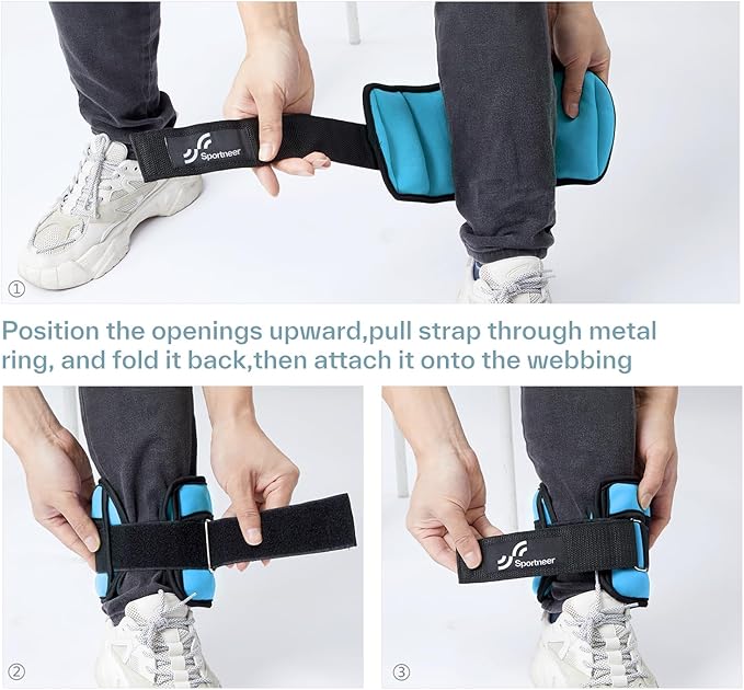 Sportneer Adjustable Ankle Weights Set - 1 Pair (2-10 lbs) Removable Sandbags for Women & Men, Comfortable Neoprene Leg Weights for Walking, Running, Pilates, Yoga, Home Workout & Physical Therapy