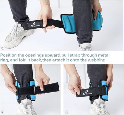 Sportneer Adjustable Ankle Weights Set - 1 Pair (2-10 lbs) Removable Sandbags for Women & Men, Comfortable Neoprene Leg Weights for Walking, Running, Pilates, Yoga, Home Workout & Physical Therapy