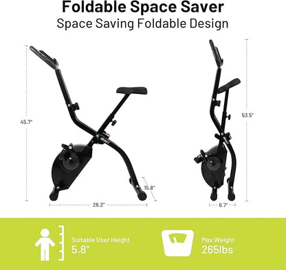 ATIVAFIT 3-in-1 Foldable Exercise Bike for Home, Upright & Recumbent Indoor Bike with 8-Level Magnetic Resistance, Resistance Bands, Quiet Cardio, Adjustable Seat