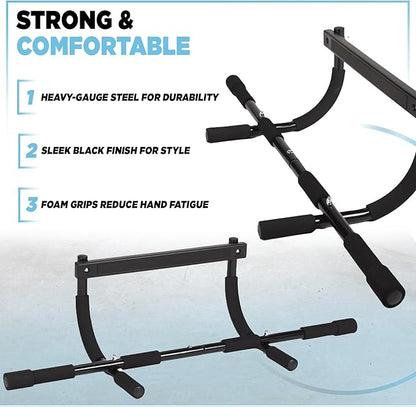 Stamina Products Multi-Function Pull-Up Bar for At-Home Upper-Body Workouts with 12 Grip Options for Targeting Chest, Shoulders, Back, Arms or Core