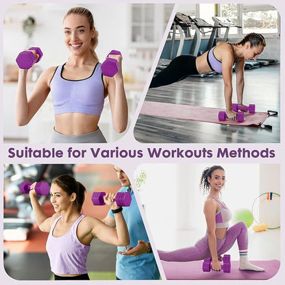 Adjustable Dumbbell Set, 4 in 1 Free Weights Dumbbells Set for Women, Weights for Women at Home, 2lb 3lb 4lb 5lb with TPU Soft Rubber Handle for Home Gym Exercise Training