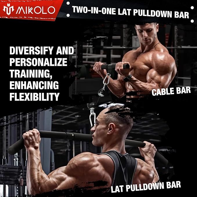 Mikolo Upgraded Weight Lift Pulley System - LAT Pulley Attachments with Adjustable Length Cable for Full Body Training, Home Gym Set