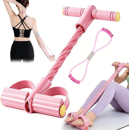 Multifunctional Pedal Resistance Band with Handle, 6 Tube Pedal Ankle Puller,Pedal Resistance Trainer with Figure 8 for Strength Training, Waist, Arm, Leg Slimming, Home Gym Exercise Equipment