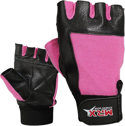 MRX Weight Lifting Leather Gloves Gym Fitness Training Glove with Long Wrist Strap