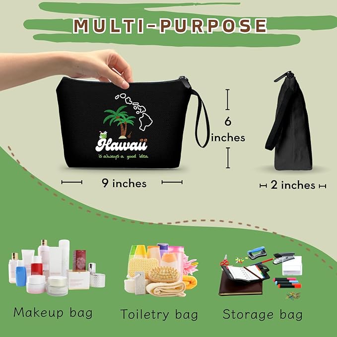 Hawaii Gifts Makeup Bag Travel Birthday gifts for Women, Traveler, Coworker, Daughter, Mom, Sister,Friend